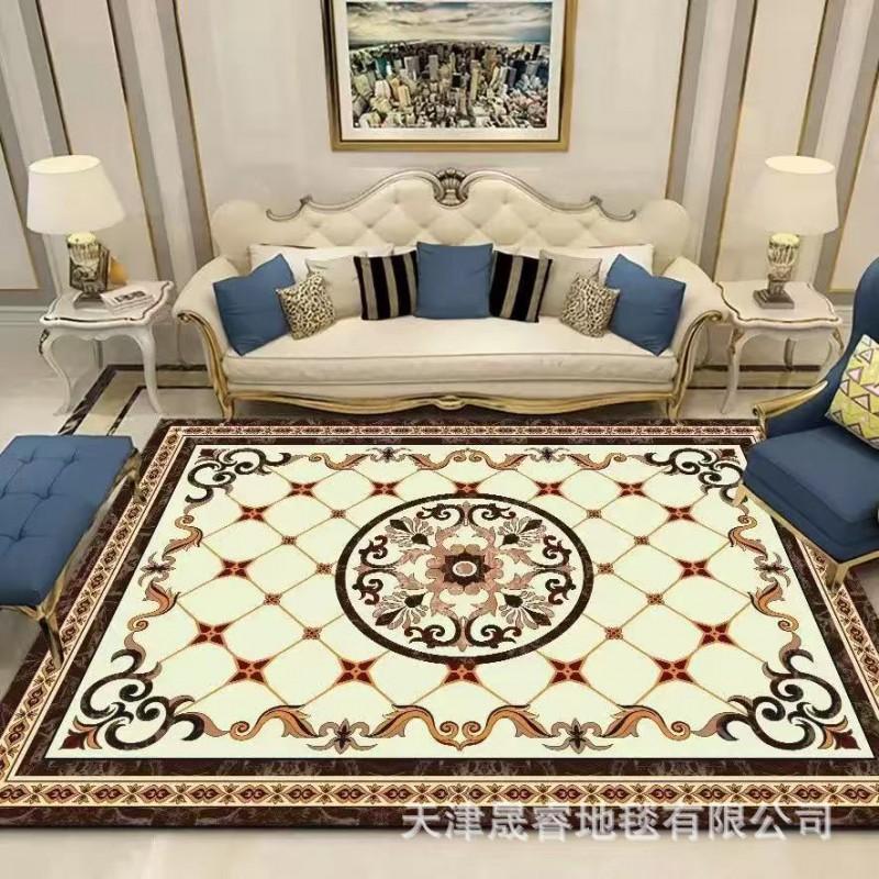 Modern Marble Print Area Rug Living Room Sofa Coffee Table Decorative Floor Mat Crystal Velvet Non-Slip Durable Washable