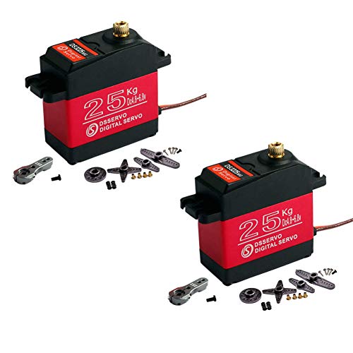 

Set of 2 DS3225 Waterproof 25KG Digital Servo, Full Metal Digital Steering Servo with 25T Servo Arm, 270° Rotation for RC Cars