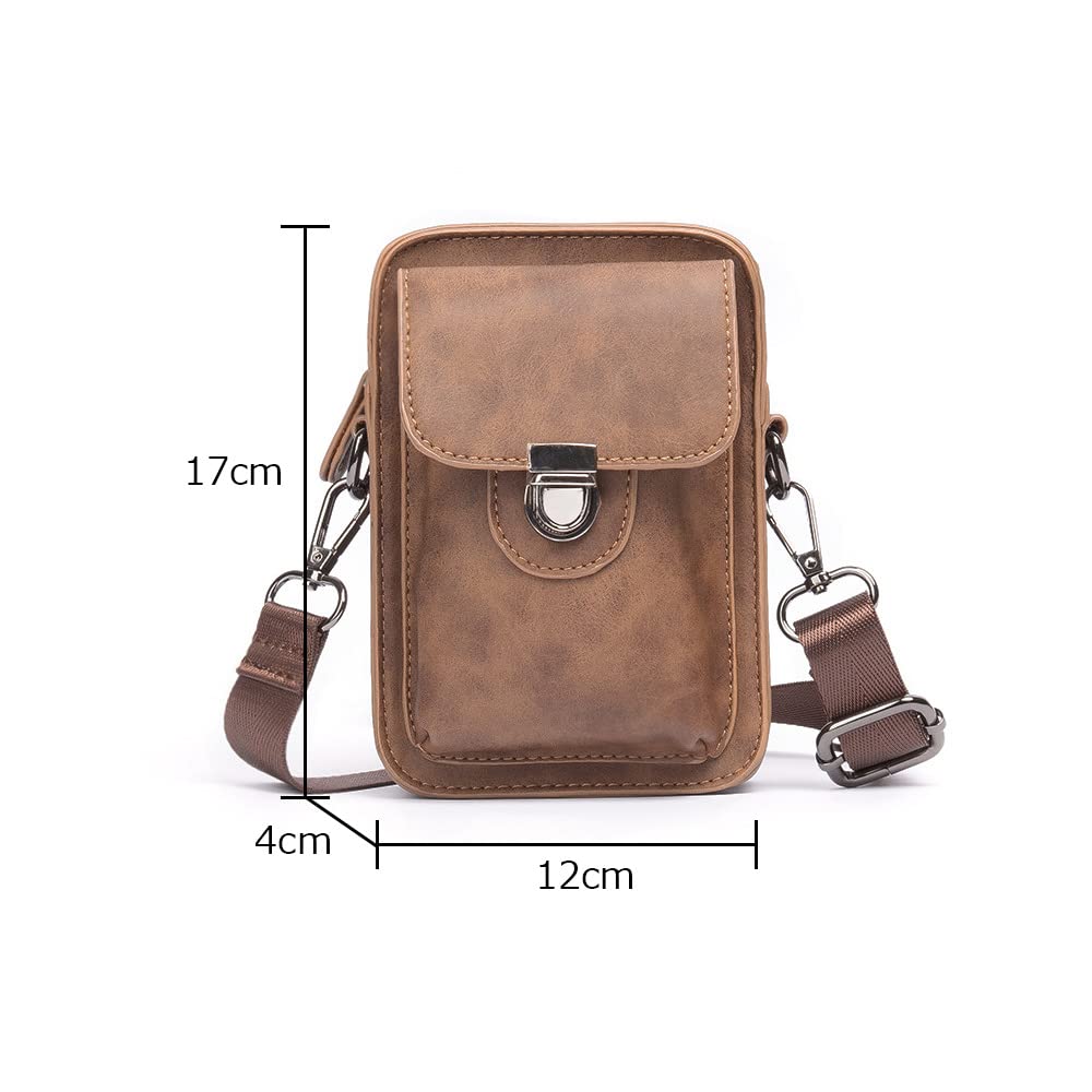 Whatna Leather Mini Shoulder Crossbody Mini Carabiner Belt Loop Mini Waist Bag with Carabiner and Shoulder Perfect for School or 6017 Men's Bag, 4-Way