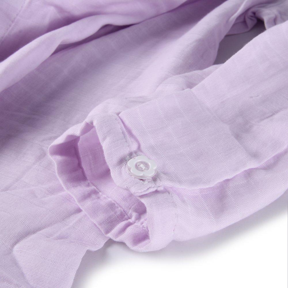Diosn Long Sleeve Pajama Double Gauze with Plum Embroidery and Open Perfect for and Travel Size M Women's Set, Lace, Front, 100% Cotton, Spring,