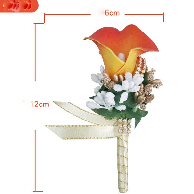 Невеста Свадебный корсаж Жених Бутоньерка Танцевальная вечеринка Моделирование Брошь Брошь ручной работы Букет 6*12cm