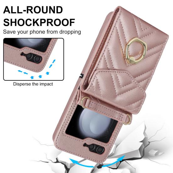 Telefonhülle, kratzfeste Karte mit zwei Steckplätzen, multifunktionale, einfache Tragetasche, Tragegurt, Galaxy für Z Flip5