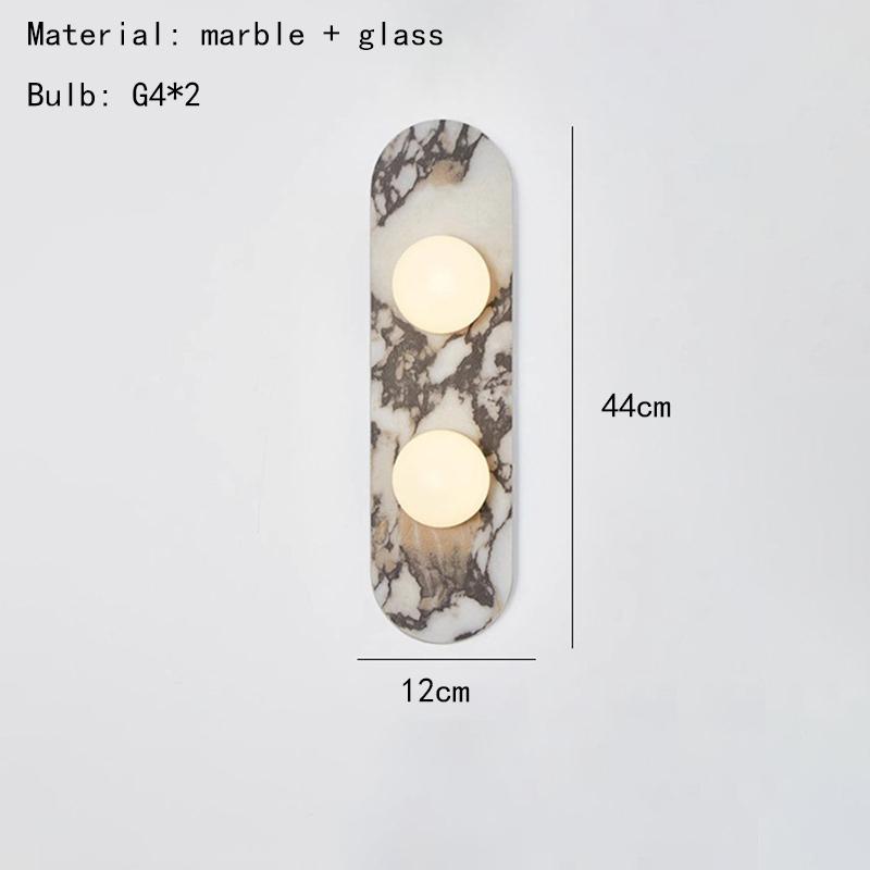 Modern Luxury White Black Natural Marble Led Wall Lamp White Glass 8cm G9 Bulb Sconce For Indoor Foyer Aisle Restaurant Bedroom