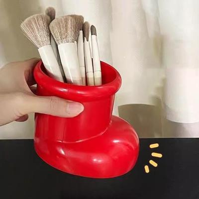 Boot Cute Vase Porcelain Figurine Crafts Collectible Makeup Brush Holder Pencil for Bathroom