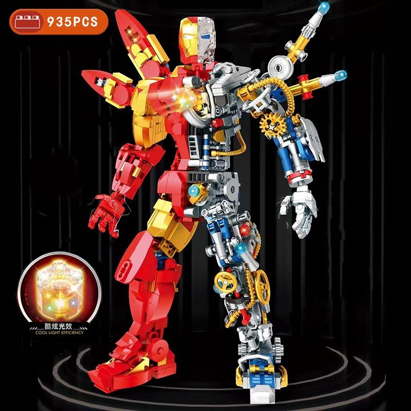 Marvel Avengers Movie Superheroes Half Perspective Machine Iron Man Titan Robot Building Blocks Bricks Model Kids Boys Toys
