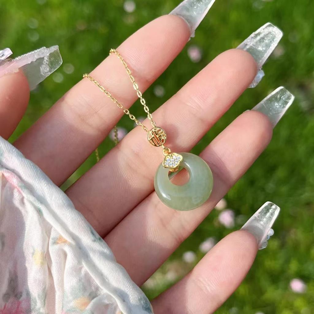 2024 Ruyi Ping An Kou Necklace: Hetian Jade Pendant - Chinese Style Gift for Girlfriend or Mother
