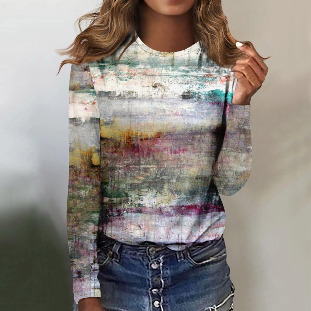 Modisches, lässiges Langarm-Oberteil mit Vintage-Ausschnitt für Damen