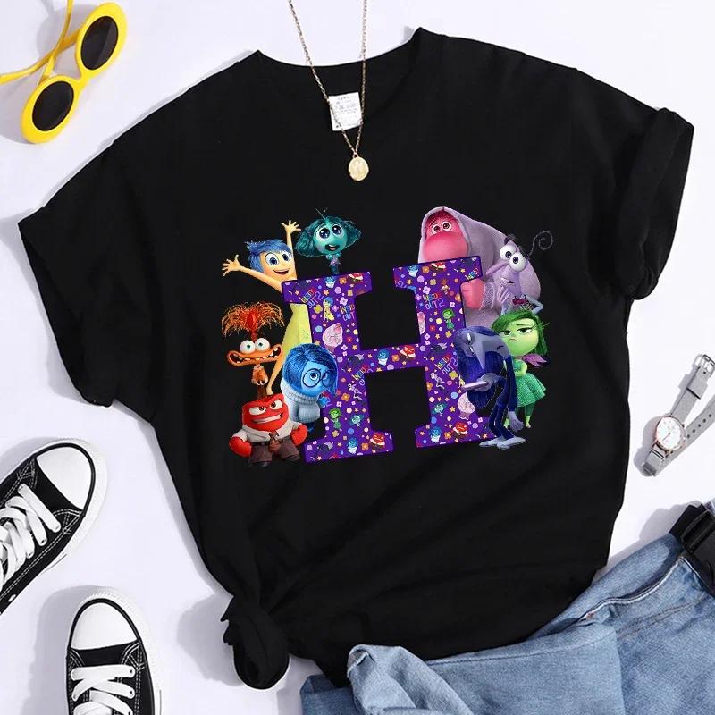 

Inside Out 2 A-Z Letter Print Woman Summer T-shirt Man Short Sleeve Clothes Adult Anime Casual Clothing Fashion Printed T-shirt 2XL