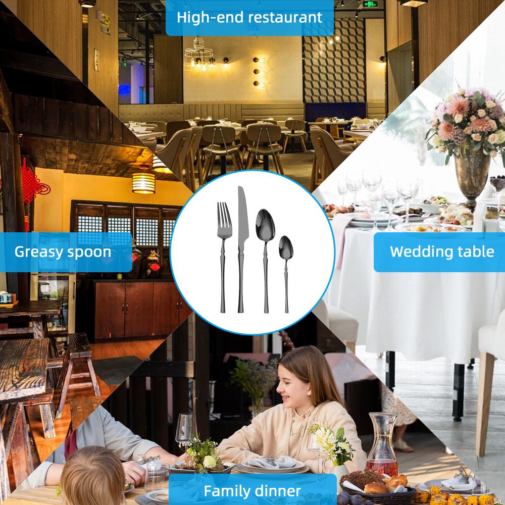 24 Piece Stainless Steel Utensils Set Include Forks Knives Spoons Silverware Set for 4 Mirror Polished Tableware