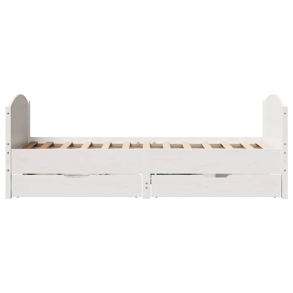 Vidaxl Bed Frame Without Mattress, White, 75X190 Cm, Solid Pine Wood