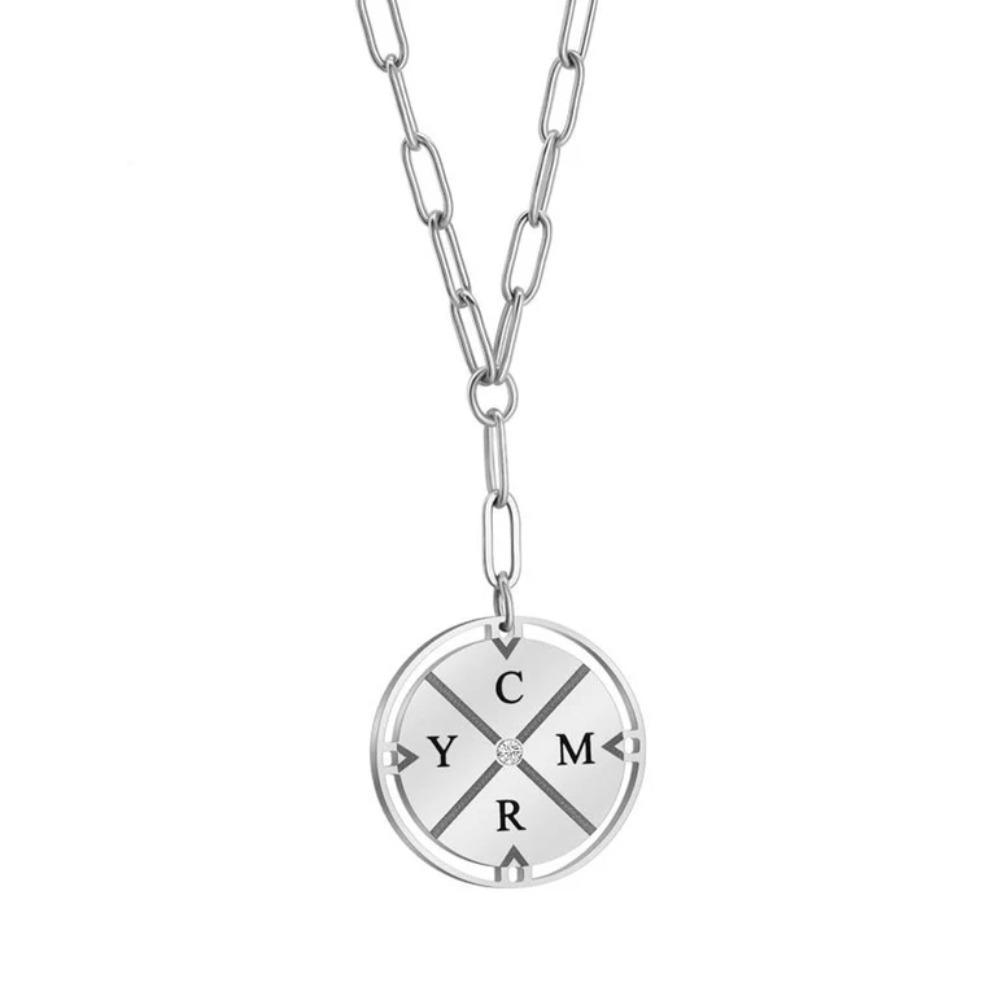 

Chinese Style Necklace Vintage Collarbone Chain Compass Pendant Necklace Southeast Asia серебряный