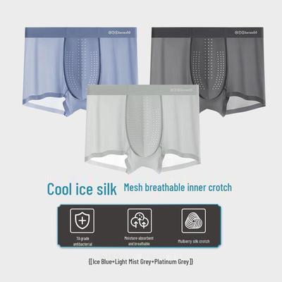 Hengyuanxiang Men's Ice Silk Antibacterial Boxer Briefs 3-Pack