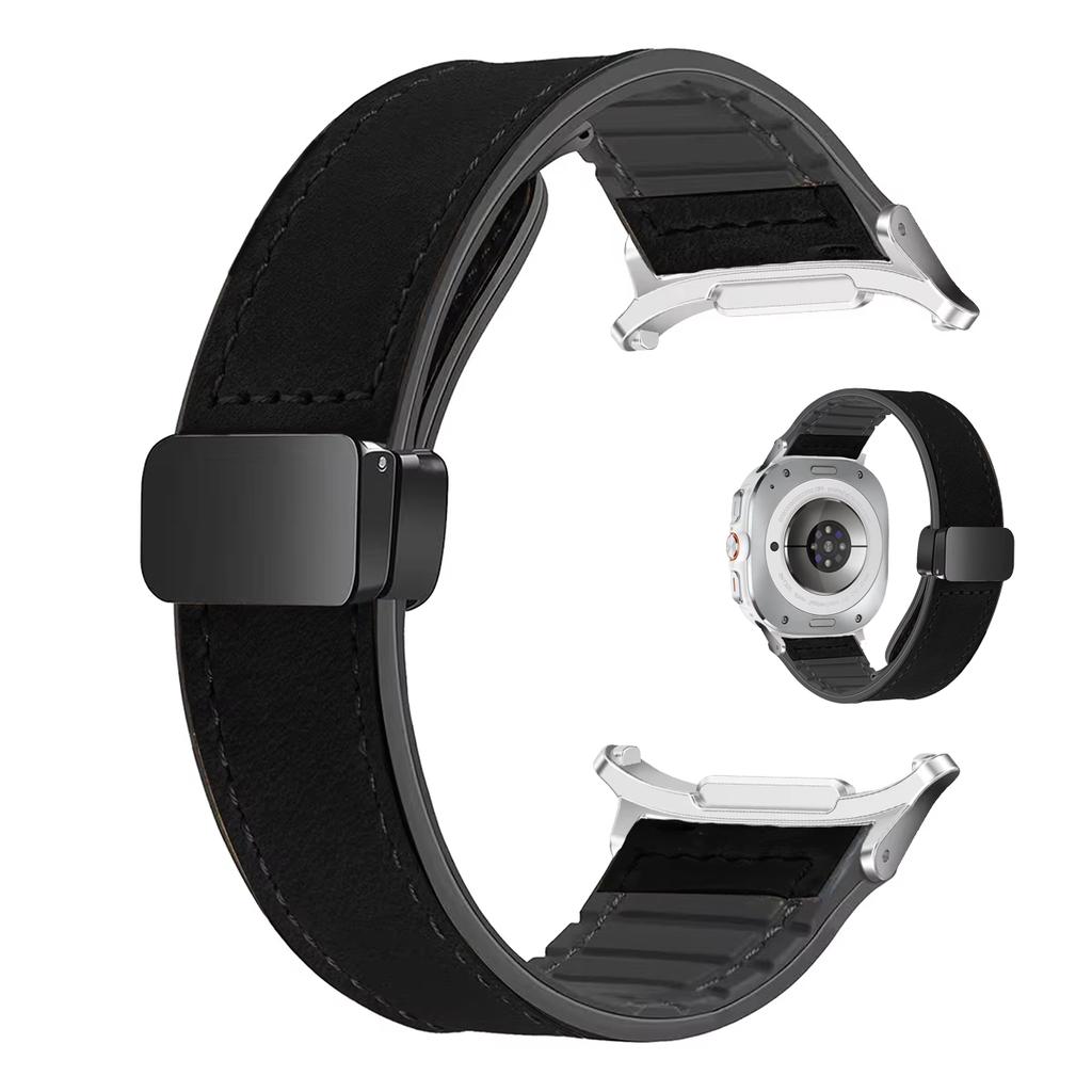 Leather Silicone Watch Band for Samsung Galaxy Watch 7 Ultra 47mm Magnetic Watchband for Samsung Galaxy Ultra 47mm Watch Straps
