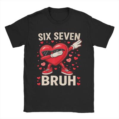 Casual T Shirt Summer Six Seven 6 7 Meme Dabbing Heart Valentines Hip Hop T Shirts  100 Cotton Tshirt for Mens Y2K Top Tees