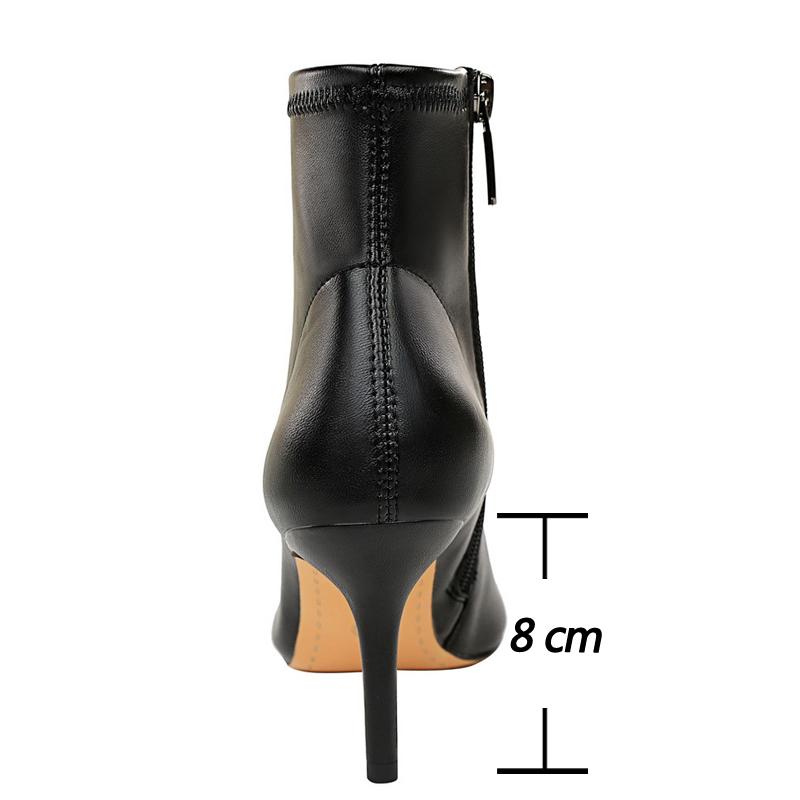 Shoes Leather Boots Women High-Heeled Boots Keep Warm Winter Boots Pointed Toe Stiletto High Heels Women Ankle Boots