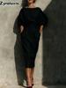 Spring/Autumn New Women's Clothing Set - Boat Neck Bubble Sleeve Top with High Waist Ruffled Skirt for Vacation