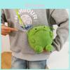 Plush Cartoon Frog Mini Crossbody Bag With Zipper Closure For Daily Use