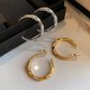 925 Sterling Silver Gold Silver Plain Ring Earrings Ring Diamond Stud Earrings Large Earrings Autumn and Winter Earrings