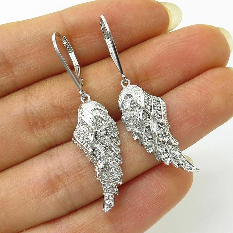 1 Pair, Stylish, Inlaid with Synthetic Zircon, Stylish, Versatile Angel Wings