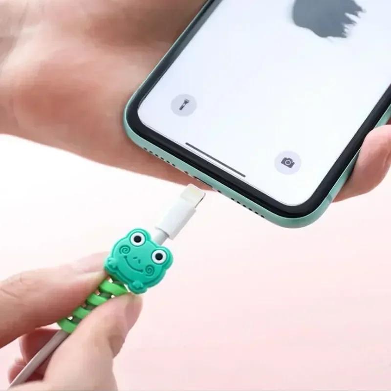 4PCS Cute Bite Cartoon Animal Cable Protector - Mini Cord Wire Cover Charging Cable Winder Set