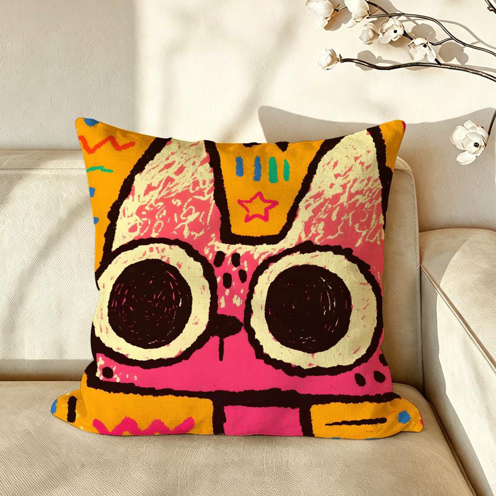 Art SStyle BBlack and White Cat Cushion Cover Pillow Case Antidustmite Pillowcase Silky Short Plush Sofa Cushion Cover hot