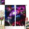 Blue Galaxy Curta,Universe Star Planets Bright Cosmic Outer Space Decor Rod Pocket Window Treatments For Teen Kids Child