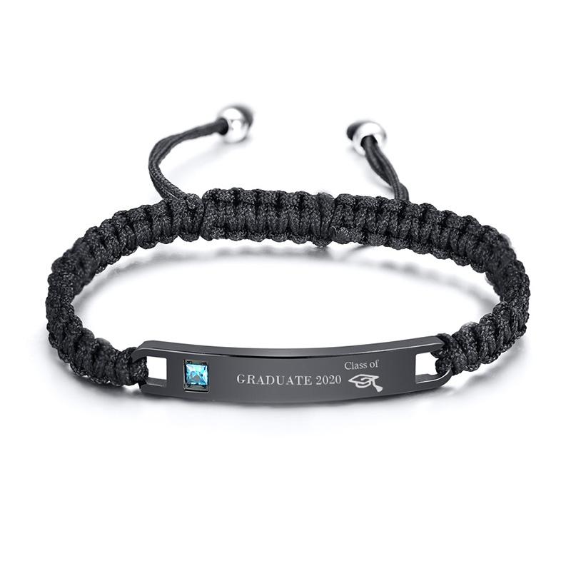 Vnox Free Personalized Custom Couple Bracelets for Women and Men Handmade Rope Braided Nameplate ID Matching Size Adjustable