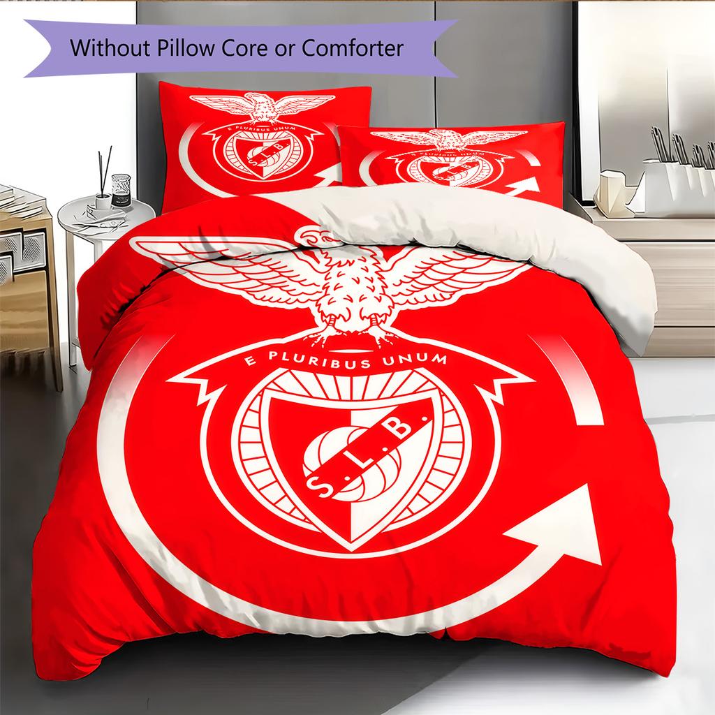 Benfica Pattern Bedding Quilt Set Home Decoration Gift (1 * Duvet Cover + 2 * Pillowcase Without Core).xwn