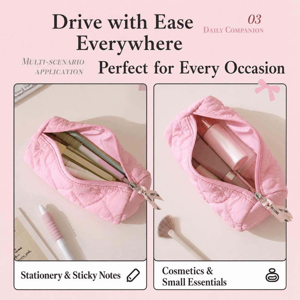 Large Capacity Pencil Case Love Bowknot Design Pencil Box New Makeup Brush Organizer for Students