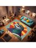 Cartoon Pigeon Funny Print Rug, Cartoon Pigeon Print Non-Slip Bathroom Rug, Area Rug Kitchen Living Room Rug, Cartoon 3D Print