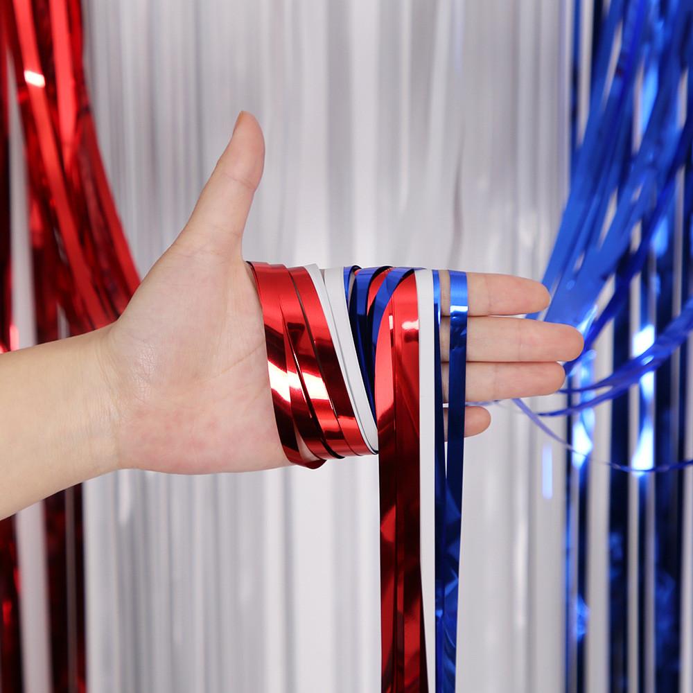 Vibrant White Red And Blue Independence Day Rain Curtain For Festive Decorations Party