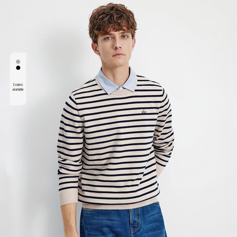 Navigare Men's Faux Two-Piece Striped Shirt-Collar Knit Sweater