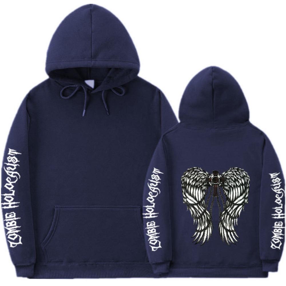 European and American Dark Style Hoodie with Ribbed Bottom for Men's and Women's Casual Sports Hoodie, Gothic Couple Harajuku Hoodie