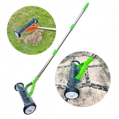 Gartenrechen mit Rädern, abnehmbar, für Unkraut und vertrocknetes Gras