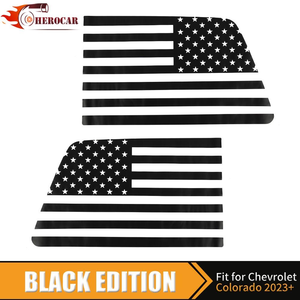 2PC Rear Window Glass Sticker Trim For Chevy Colorado Canyon 23+ US Flag Pattern