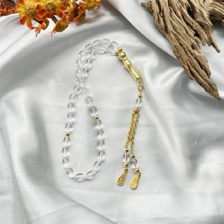 Rosario Islamico in Vetro Misbaha Perline di Preghiera Musulmani Bracciale Misbaha Islamico con Nappe Perline di Preghiera Tasbih Musulmane Regali