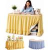 Pleated Plaid Table Skirt Classroom Desk Hotel Banquet Decorative Cover Rectangle 72x30 Inch