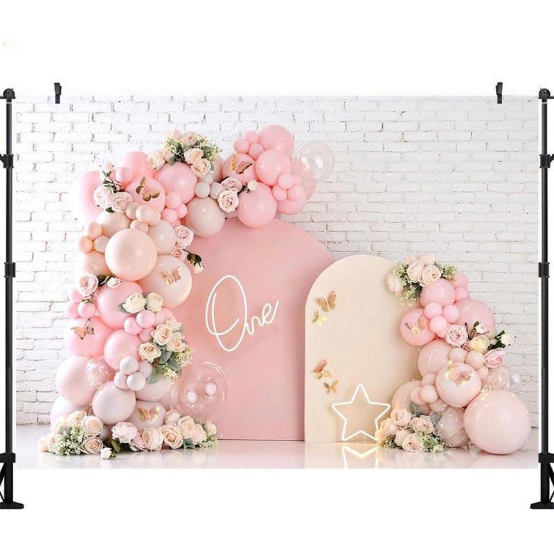 LS Butterfly Garden Backgrounds Cake Smash Kids Adult Photography Props Child Baby Balloon Decors Photo Backdrops