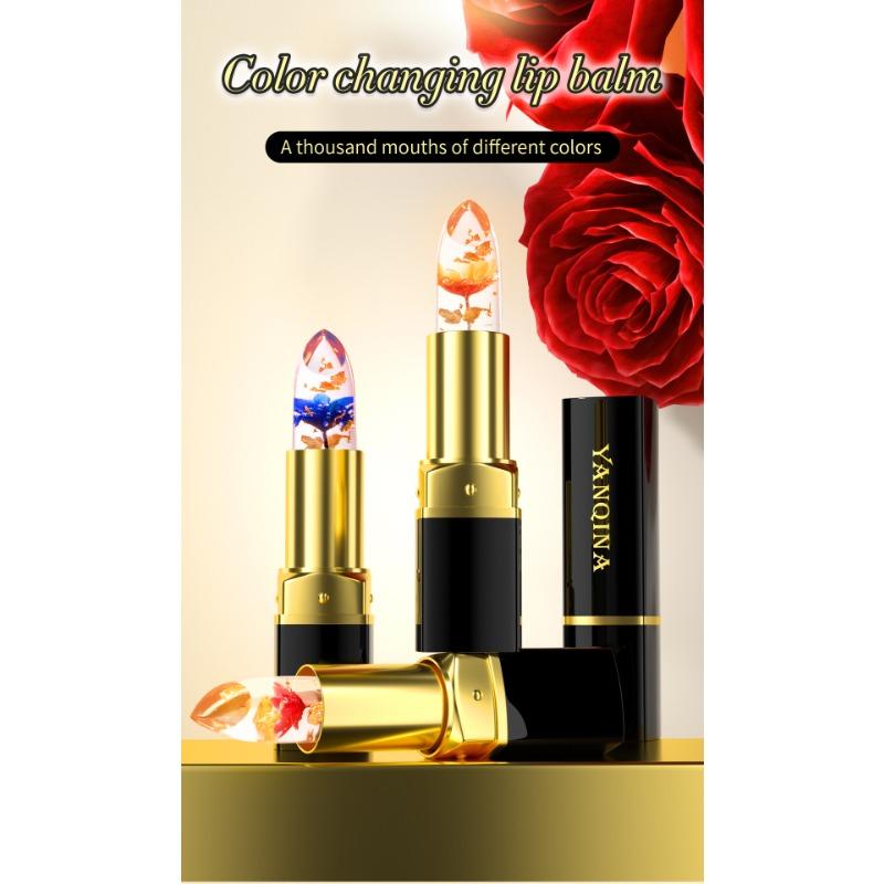 Flower Lipstick Clear Jelly Color-changing Gold Leaf Lipstick Warm Change Lipstick Non-stick Cup Non-fading Lip Gloss