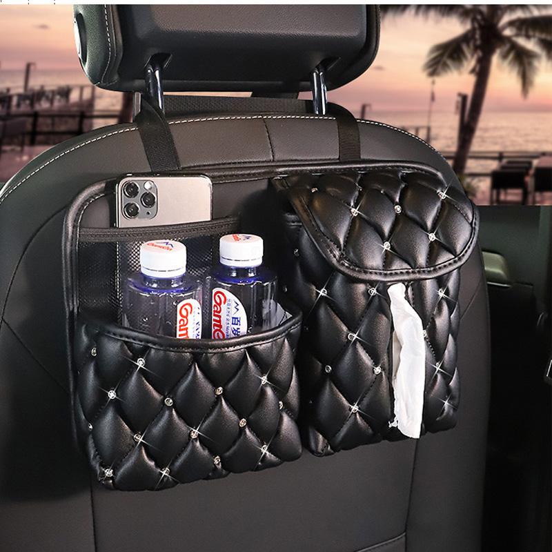 Coroană creativă din piele PU Geantă de depozitare pentru mașină Auto Interior Scaun Spatar Organizator Multifuncțional Suport țesut Buzunar Amenajare Aranjare