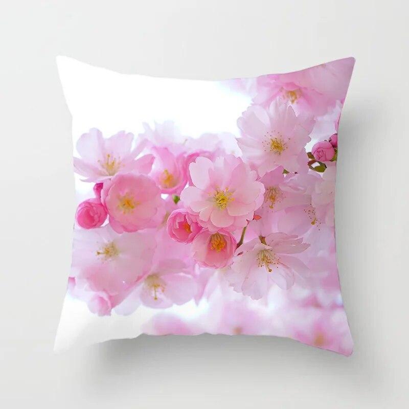 Cherry Blossom Rose Flower Throw Pillow Cover Sofa Decoration Bedside   Car Seat Cushion  Room Home
