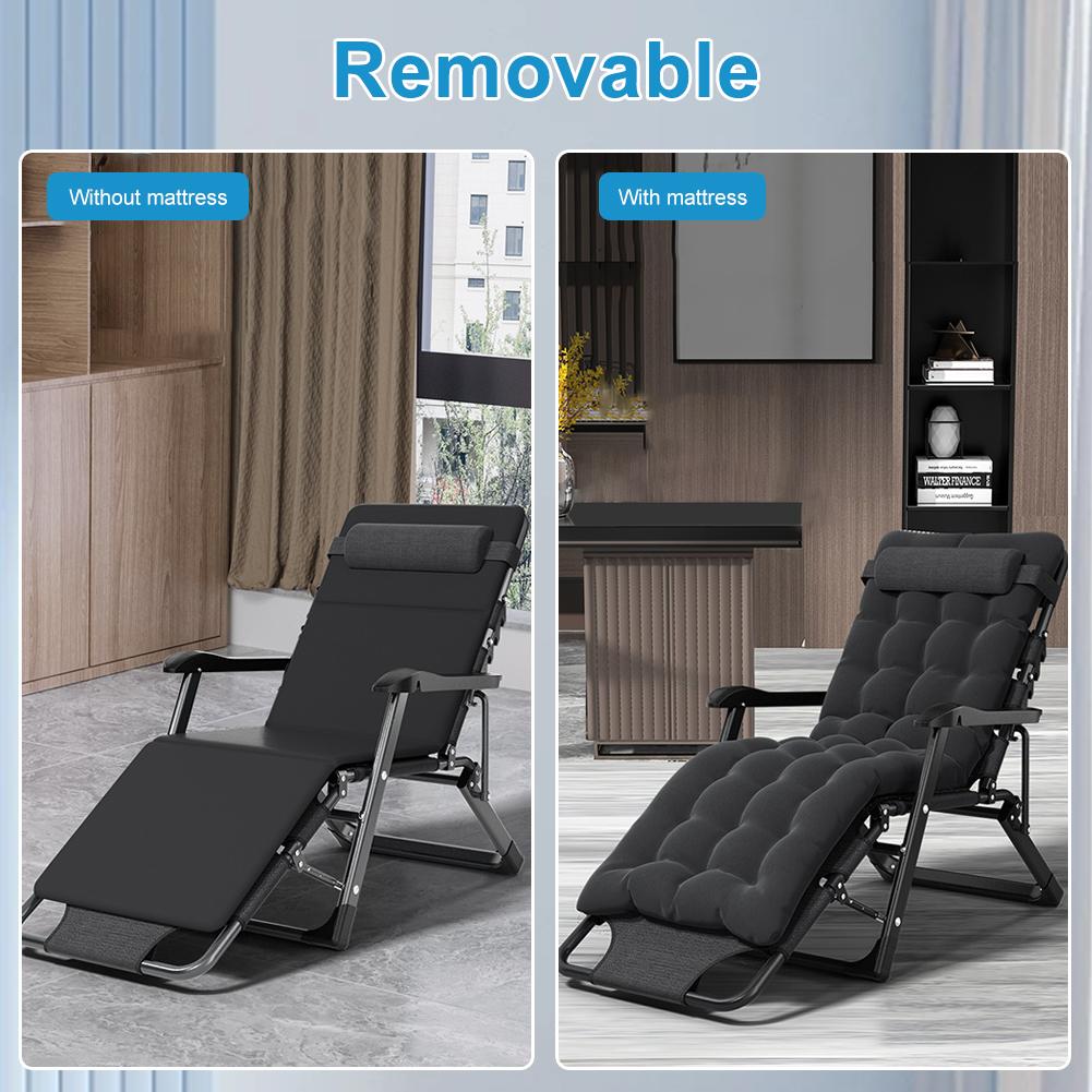 Folding Lounge Chair Versatile Foldable Patio Recliner Adjustable Patio Recliner with Headrest Cushion for Home Office