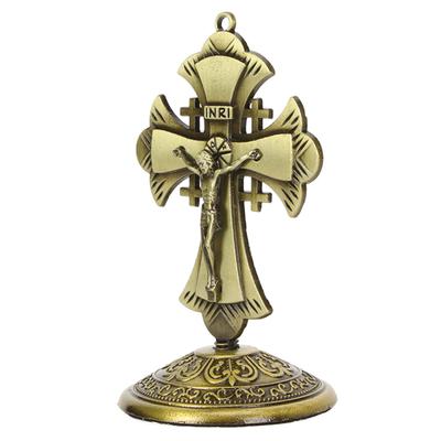 Gold Crucifix Ornament Alloy Rustproof Cross and Crucifix Collection Antique Car Crucifix