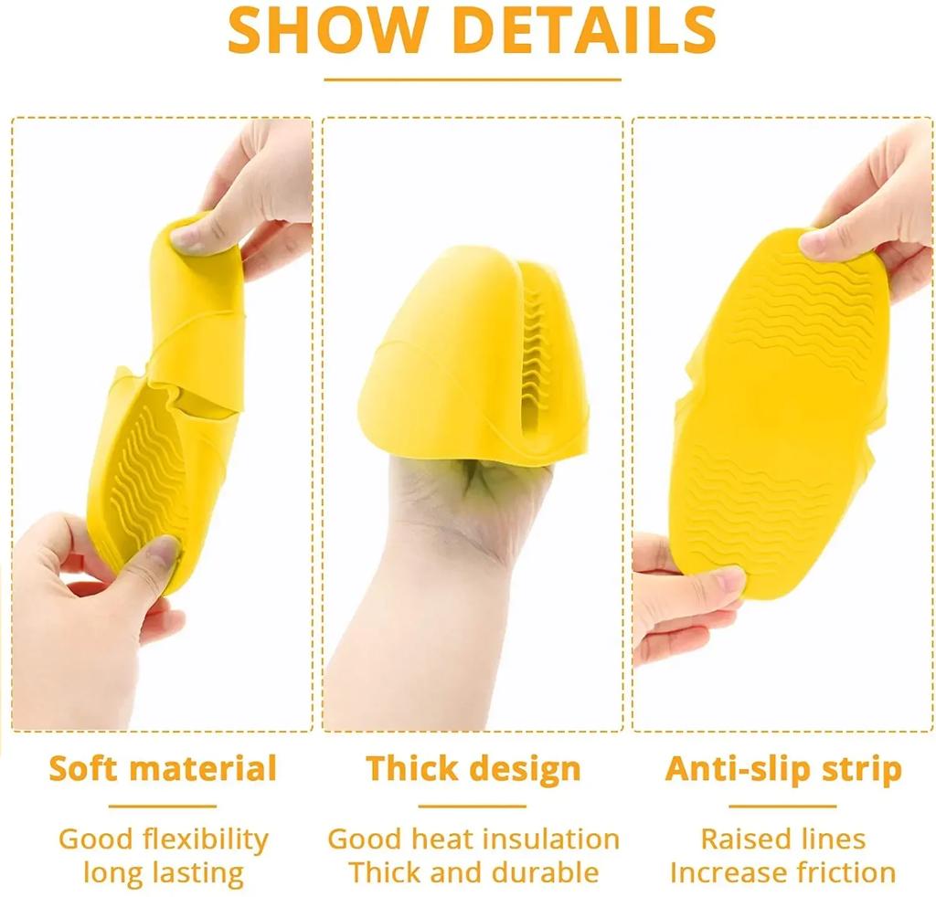 2Pcs Silicone Cooking Pinch Grips Oven Mitts Potholder Mini Oven Gloves For Kitchen Cooking Baking Air Fryers Microwaves Bbqs Quality