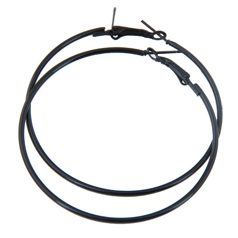 Black Metal Geometric Earrings 60mm , Fashion Hoop Earrings for Women