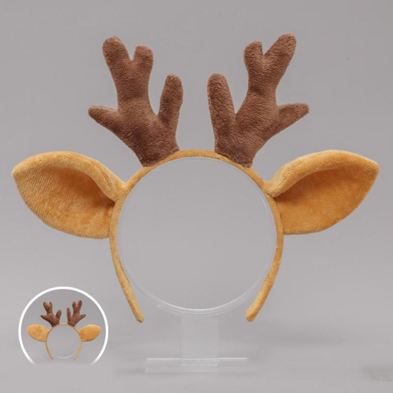Cute Animal Deer Ears Headband Plush Antler Hair Hoop Novelty Party Headdress Fawn Horn Christmas Party Accessories