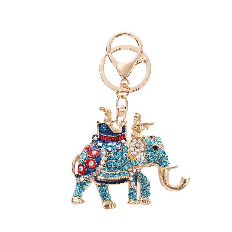 Fashion Rhinestone Elephant Keychains Cute Animal Keyrings Car Key Chain Women Bag Charm Pendant Jewelry