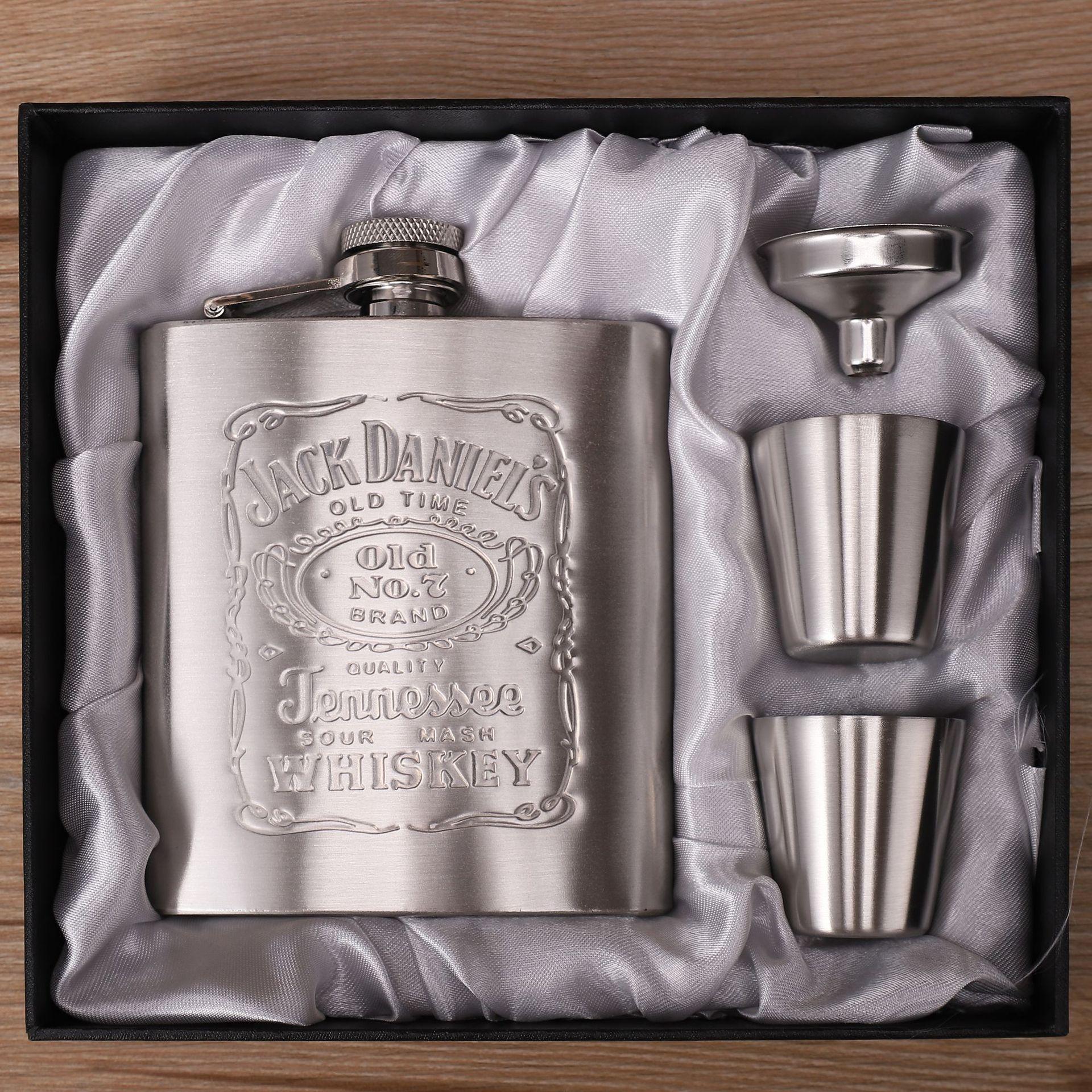 7 Ounce Stainless Steel Flask Set Outdoor Portable Jug Set Perfect For Camping Hiking Parties Lightweight Durable Leakproof Design