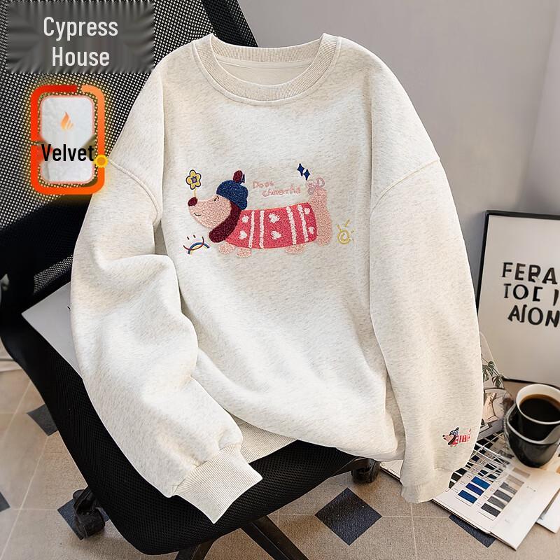 

Sibaishe Women s Fleece-Lined Round Neck Sweatshirt L