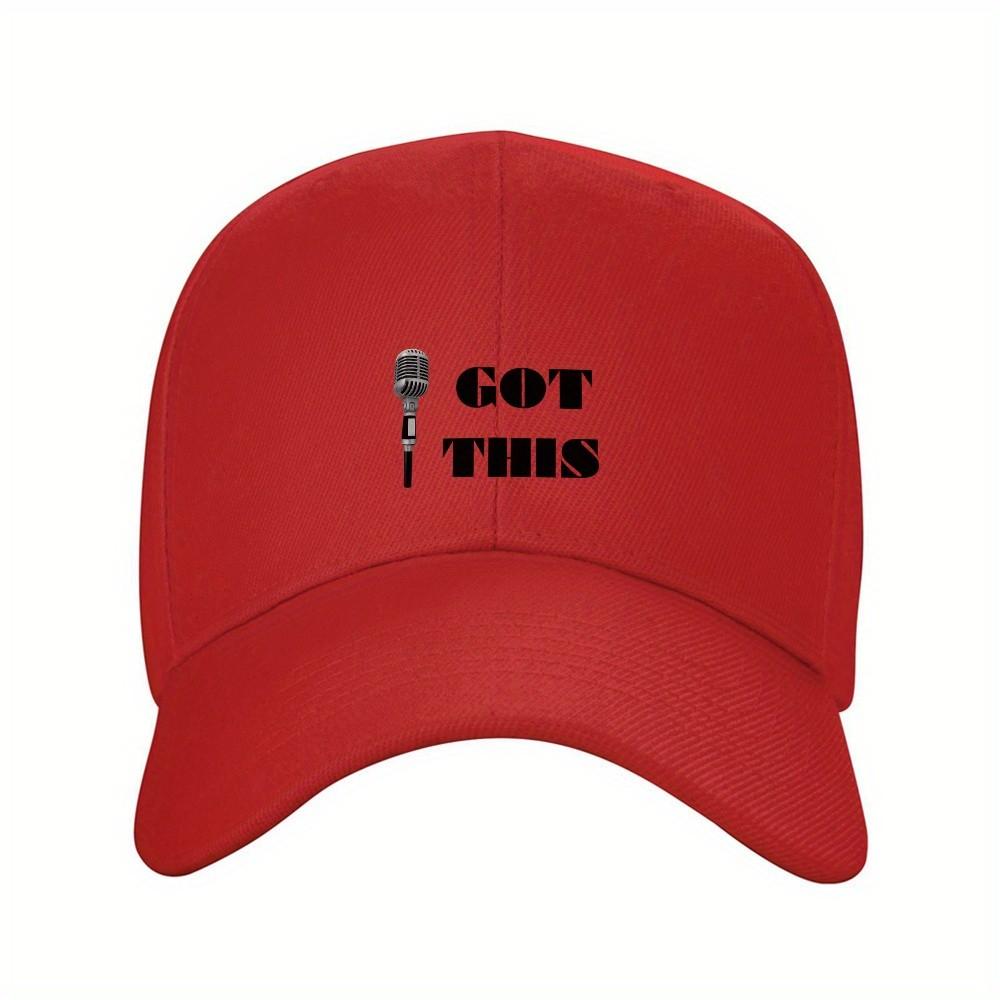 Got This Mic Graphic Baseball Cap Adjustable Unisex Polyester Solid Black Outdoor Sporty Hat